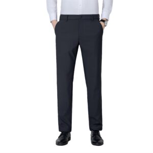 DORVEXON Men's Stretch Dress Pants, Business Casual Straight-Leg Slacks with Hidden Expandable Waist, Hidden Zip Pocket, YKK Zipper, Wrinkle-Resistant Easy-Care Trousers