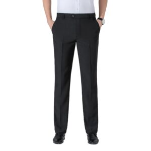 DORVEXON Men's Summer Dress Pants, Cool Touch Stretch Straight Fit Breathable Business Casual Work Trousers with Flex Waist